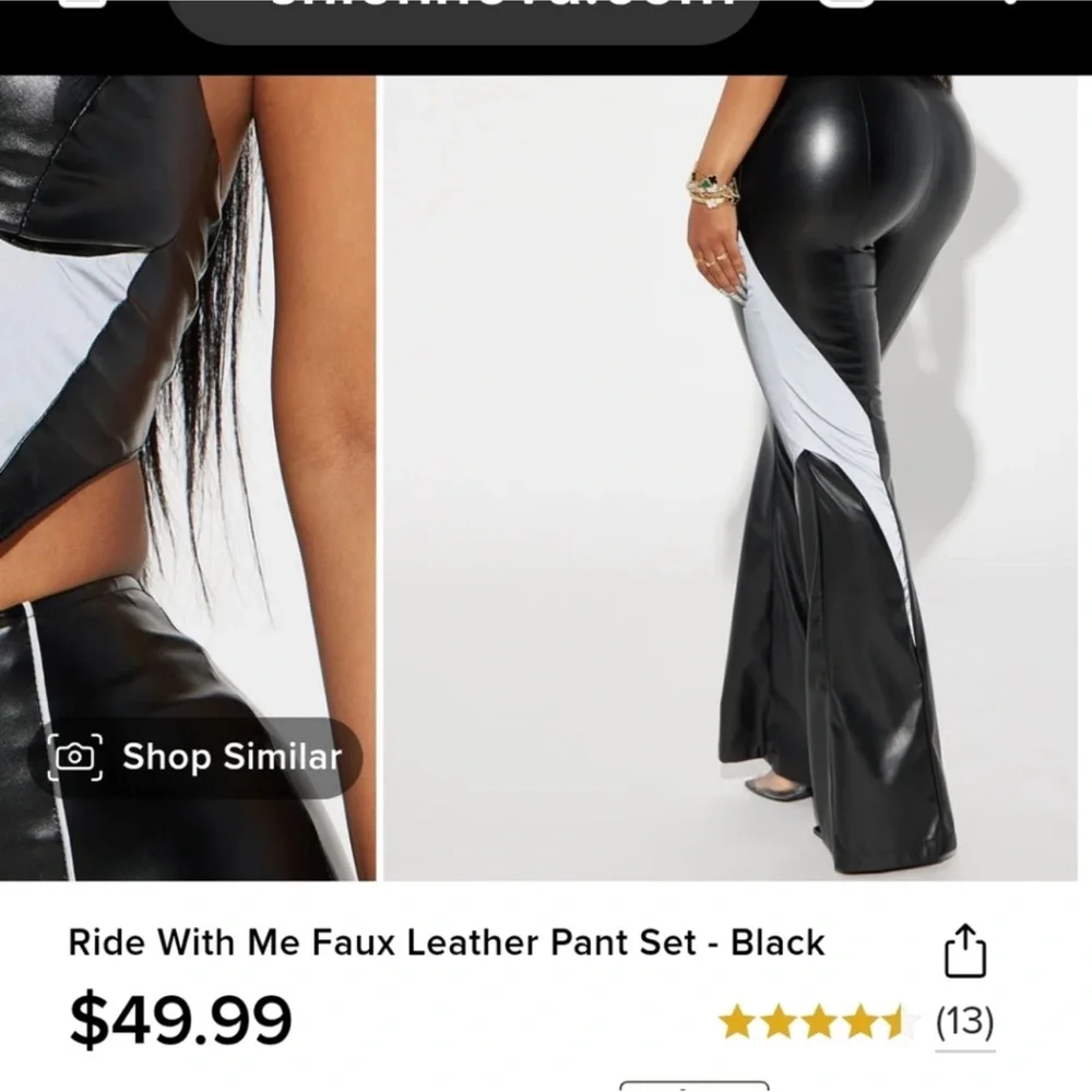 Fashion Nova Black and Silver Flare Pants - Picture 2 of 7